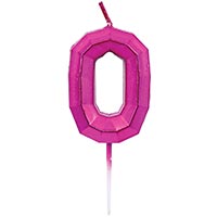 Свеча-цифра 0 Диамант Маджента, 4,5см