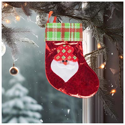 Декорации подвески Носок для подарка Санта текстильный
