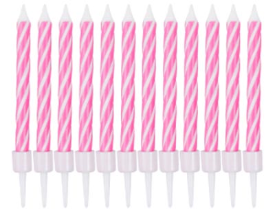 Розовая Свечи Спирали с подст Ярко-роз 6см 12шт 1502-6787