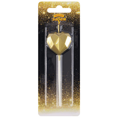 Свечи для торта Свеча Сердце Диамант золотое 3,5см