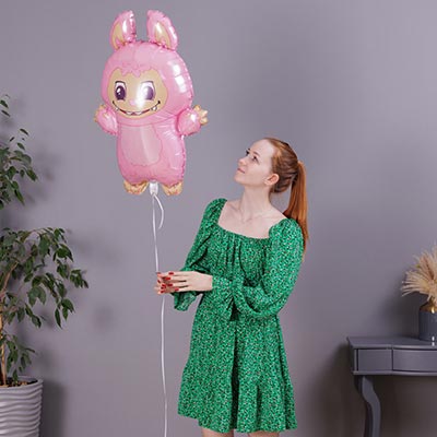 Шарики из фольги Шар фигура Монстрик зубастый розовый