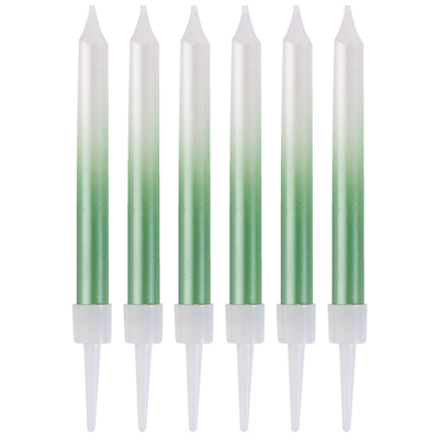 Свечи для торта Свечи Градиент бел/мятный перл 8см 6шт
