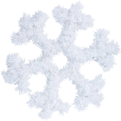 Декорации подвески Снежинка мишура подвесная белая 30 см