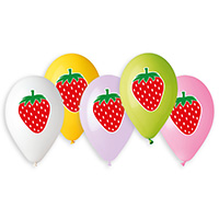 Гавайская вечеринка Шары с рисунком 36см Клубника 3х цветный 1103-1801