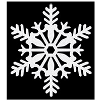 Снежинка пластик блеск белая 10см, 4 шт