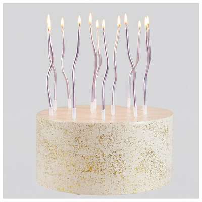 Свечи для торта Свечи Волна сиреневые с подст 13см 12шт