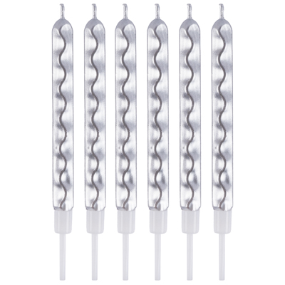 Свечи для торта Свечи Цунами Серебро 10см 6шт