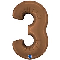 Цифры и числа Шар цифра &quot;3&quot; Сатин Шоколад 102см 1207-6281