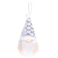 Новый год Санта Гном серебряный, текстиль 15см 1501-6747