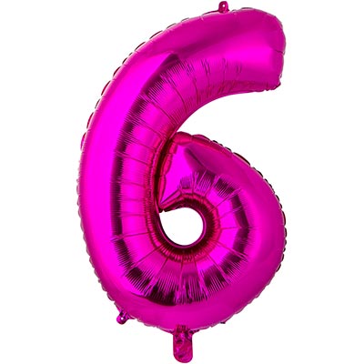 Шарики из фольги Шар цифра "6", 66см Fuchsia