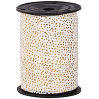 Белая Лента 5ммХ230м белая Горошек золотой 1302-1164