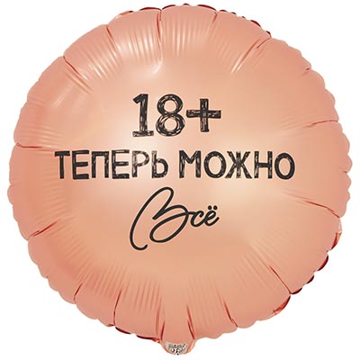 Шарики из фольги Шар круг 45см ТЕПЕРЬ МОЖНО ВСЁ 18+