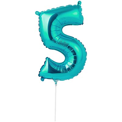 Шарики из фольги Шар цифра "5" 40см Turquoise под воздух