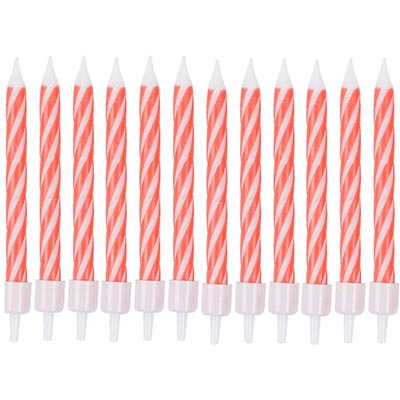 Красная Свечи Спирали с подст Красные 6см 12шт 1502-6781