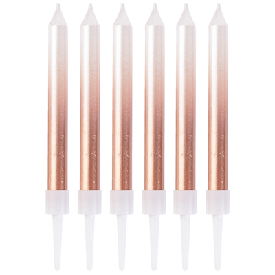 Свечи для торта Свечи Градиент бел/роз зол перл 8см 6шт