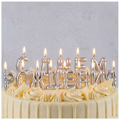 Свечи для торта Свечи С ДНЕМ РОЖДЕНИЯ Возд шары серебро
