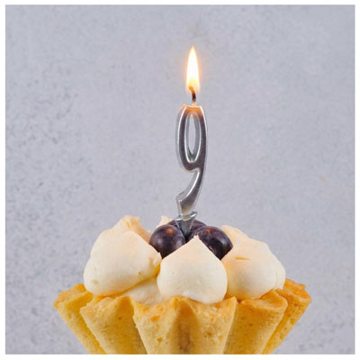 Свечи-цифры Свеча-цифра "9" Элегант Серебро 5см