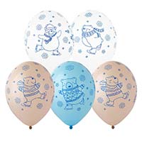 Шары 35см с рис. 5ст Мишки на коньках