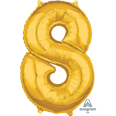 Шарики из фольги Шар фигура цифра "8", 66см Gold