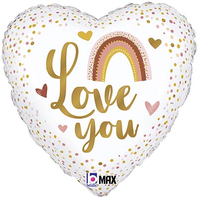 Шарики из фольги Шар сердце 45см LOVE YOU Бохо