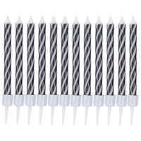 Черная Свечи Спирали с подст Черные 6см 12шт 1502-6789