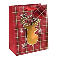 Новый год Пакет бум подар НГ Олень 3D 18х23см 1509-0726