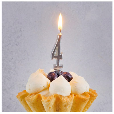 Свечи-цифры Свеча-цифра "4" Элегант Серебро 5см