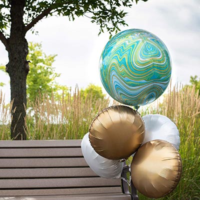 Шарики из фольги Шар 3D СФЕРА 40см Мрамор BlueGreen