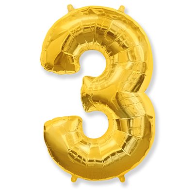Шарики из фольги Шарик цифра "3", 101см Gold