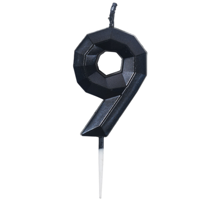 Свечи-цифры Свеча -цифра "9" Диамант черная 4,5см