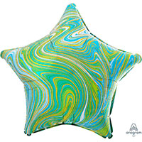 Шар 45см Звезда Мрамор Blue Green