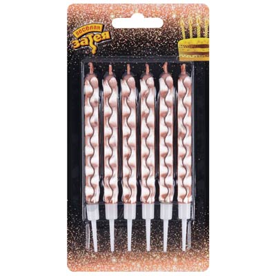 Свечи для торта Свечи Цунами Розовое золото 10см 6шт