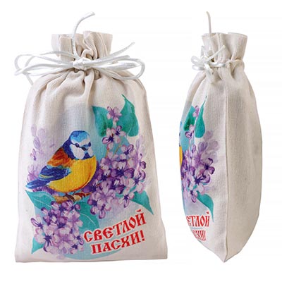 Пакет Мешочек ХВ Синичка текстиль 12х18см