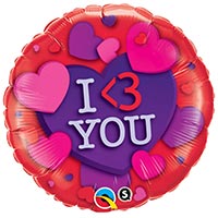 Я тебя люблю! Шар круг 45см ILY сердца разнообразные 1202-3963