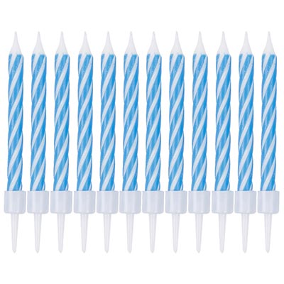 Синяя Свечи Спирали с подст Синие 6см 12шт 1502-6788