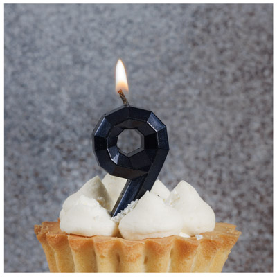 Свечи-цифры Свеча -цифра "9" Диамант черная 4,5см