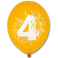 Шары с рисунком цифра "4" 30см, 5шт