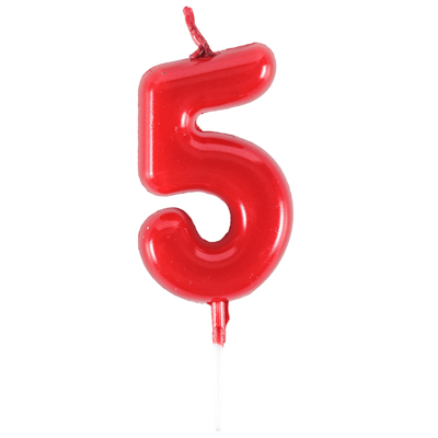 Свечи-цифры Свеча -цифра "5" Красная 4,5см