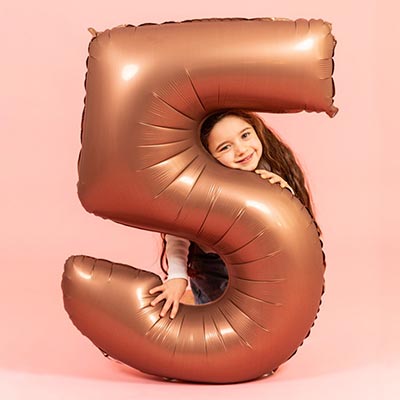 Шарики из фольги Шар цифра "5" Сатин Шоколад 102см