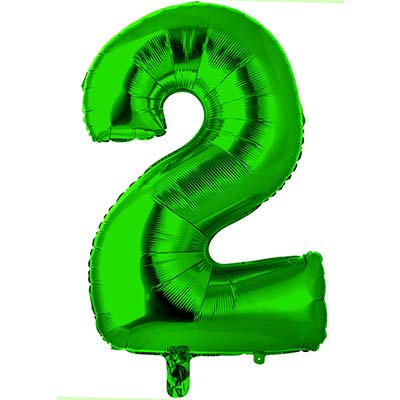 Шарики из фольги Шар цифра "2", 66см Green