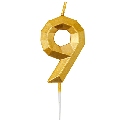 Золотая Свеча -цифра "9" Диамант Золото 4,5см 1502-6717