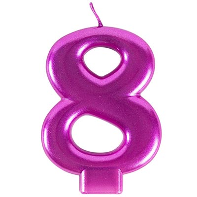 Свечи-цифры Свеча -цифра "8" Ярко-розовая, 8 см