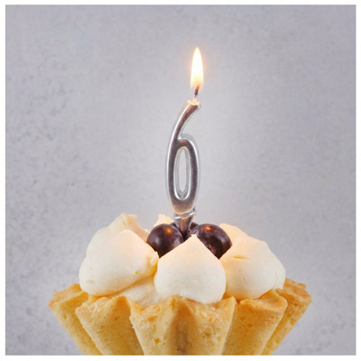 Свечи-цифры Свеча-цифра "6" Элегант Серебро 5см