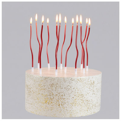 Свечи для торта Свечи Волна красные с подст 13см 12шт