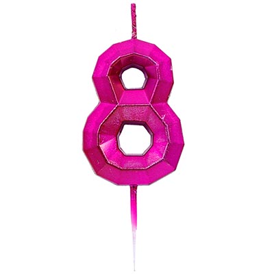 Свечи-цифры Свеча-цифра 8 Диамант Маджента, 4,5см