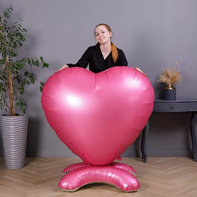 Шарики из фольги Шар напольный Сердце Сатин Розовое 165см