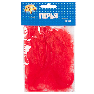 Конфетти Перья декоративные красные 10см 30шт