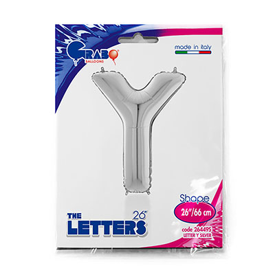 Шарики из фольги Шар буква "Y", 66см Silver