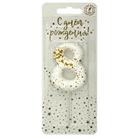  Свеча-цифра &quot;8&quot; Белая с брызгами 5,6см 1502-6903