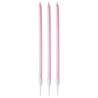 Розовая Свечи д/торта Розовые с подст 12шт 13см 1502-6439